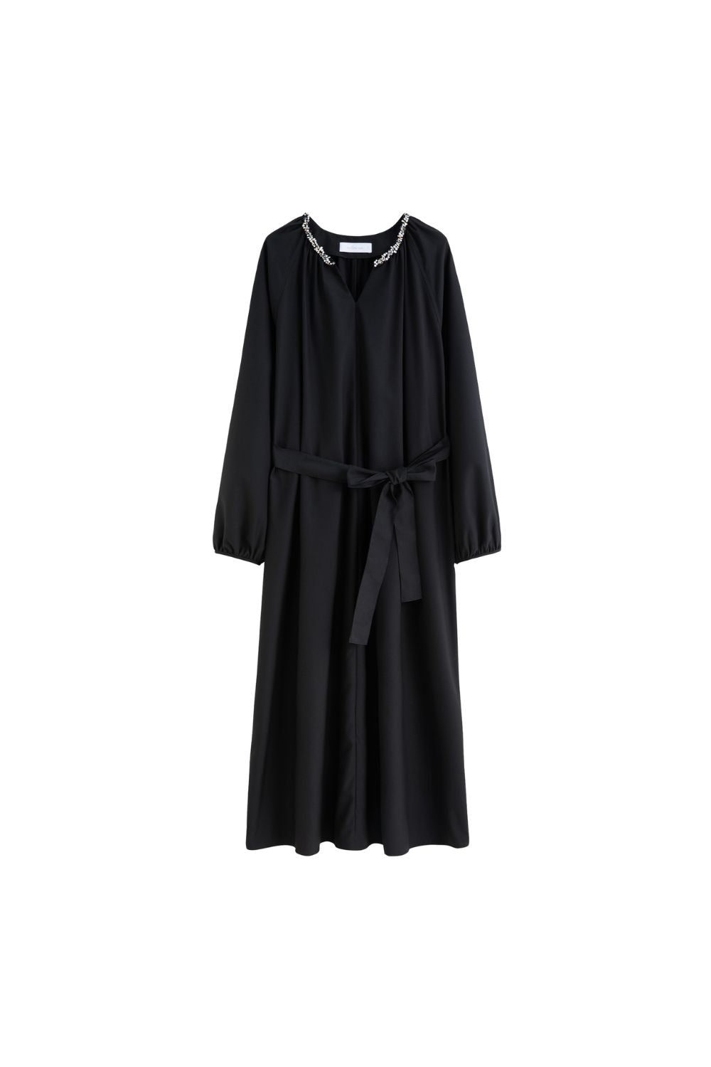 Auvrelia Long Sleeve Midi Dress with Embellished Neckline