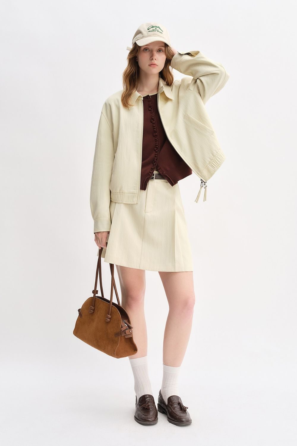 Auvrelia Stylish Jacket and Pleated Skirt Ensemble