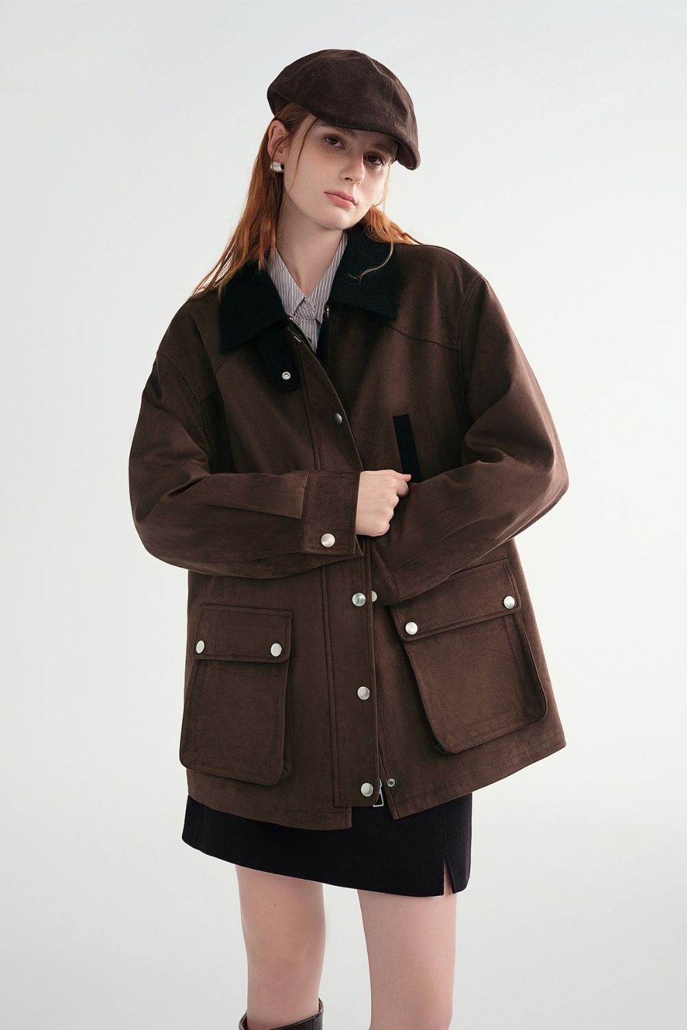 Auvrelia Loose Fit Jacket with Contrast Trim