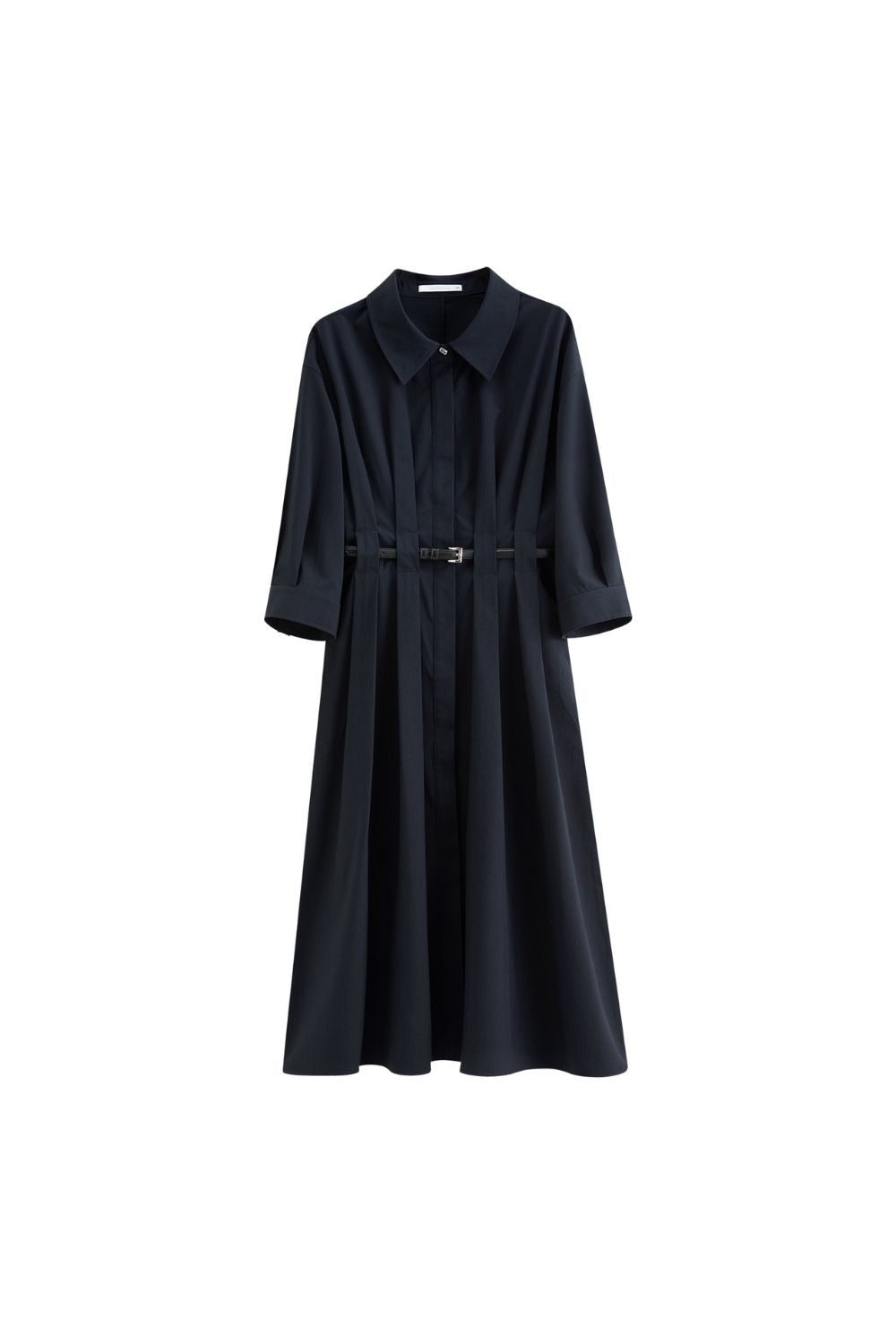Auvrelia Pleated Shirt Dress with Belt