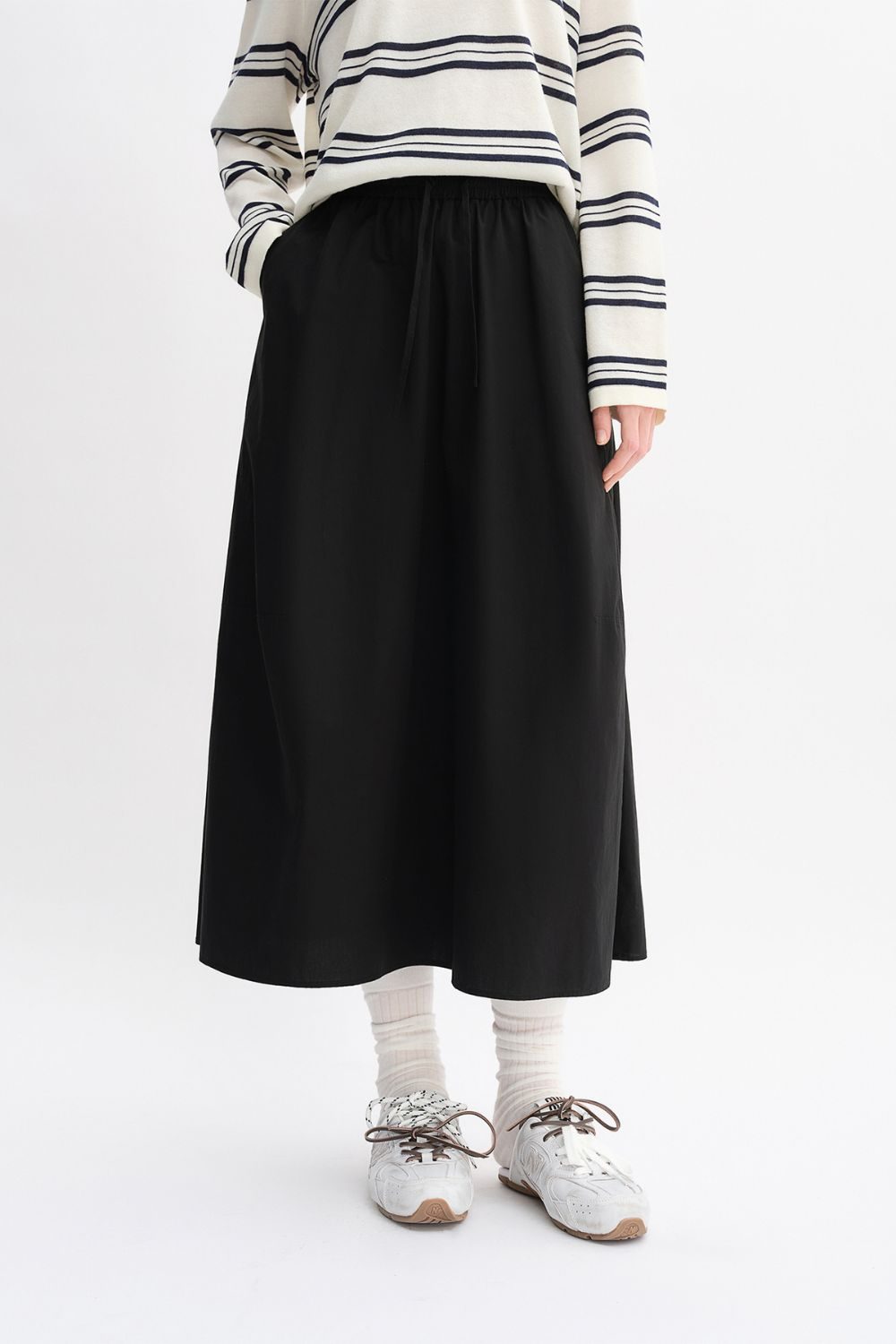 Auvrelia Striped Sweater with Matching Ankle-Length Skirt Set