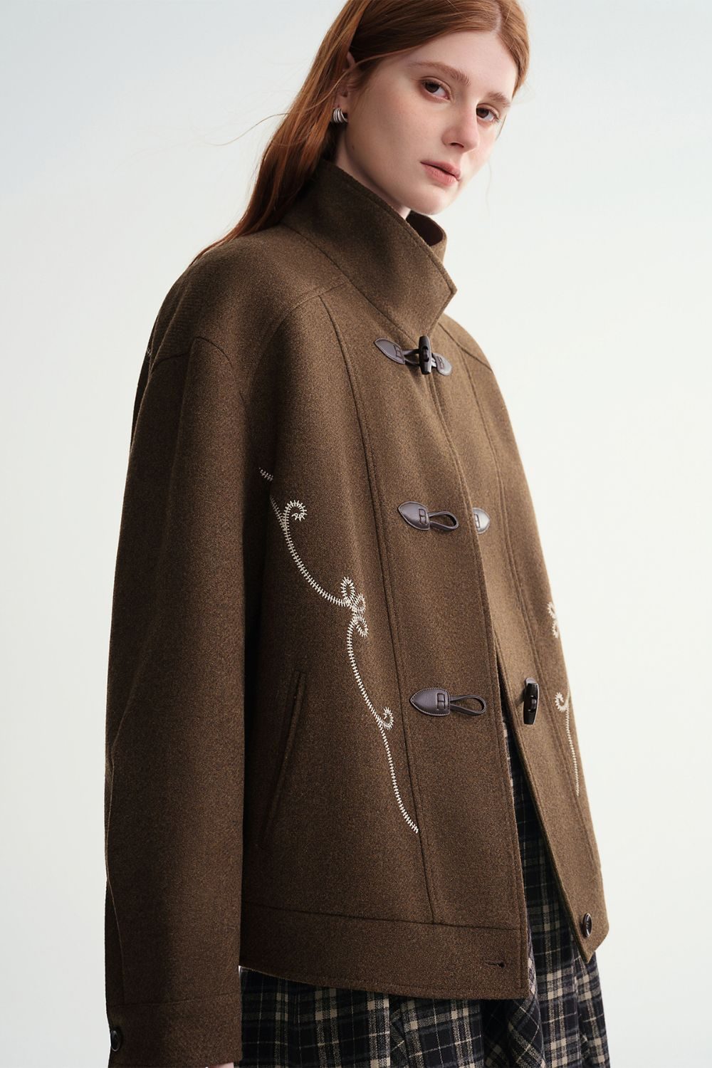 Auvrelia Short Wool Blend Coat with Toggle Fastenings