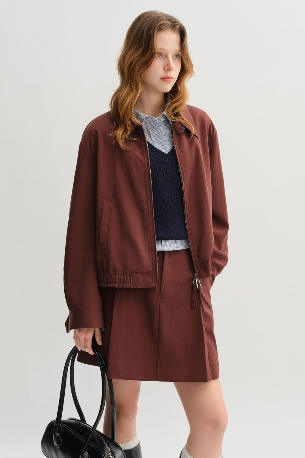 Auvrelia Stylish Jacket and Pleated Skirt Ensemble