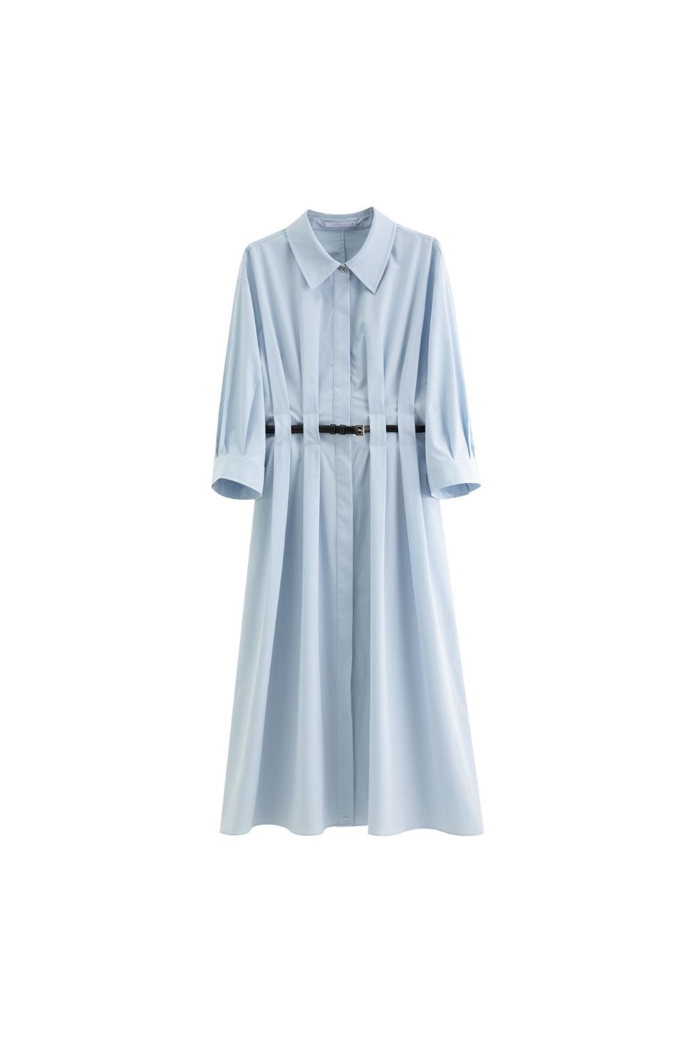 Auvrelia Pleated Shirt Dress with Belt