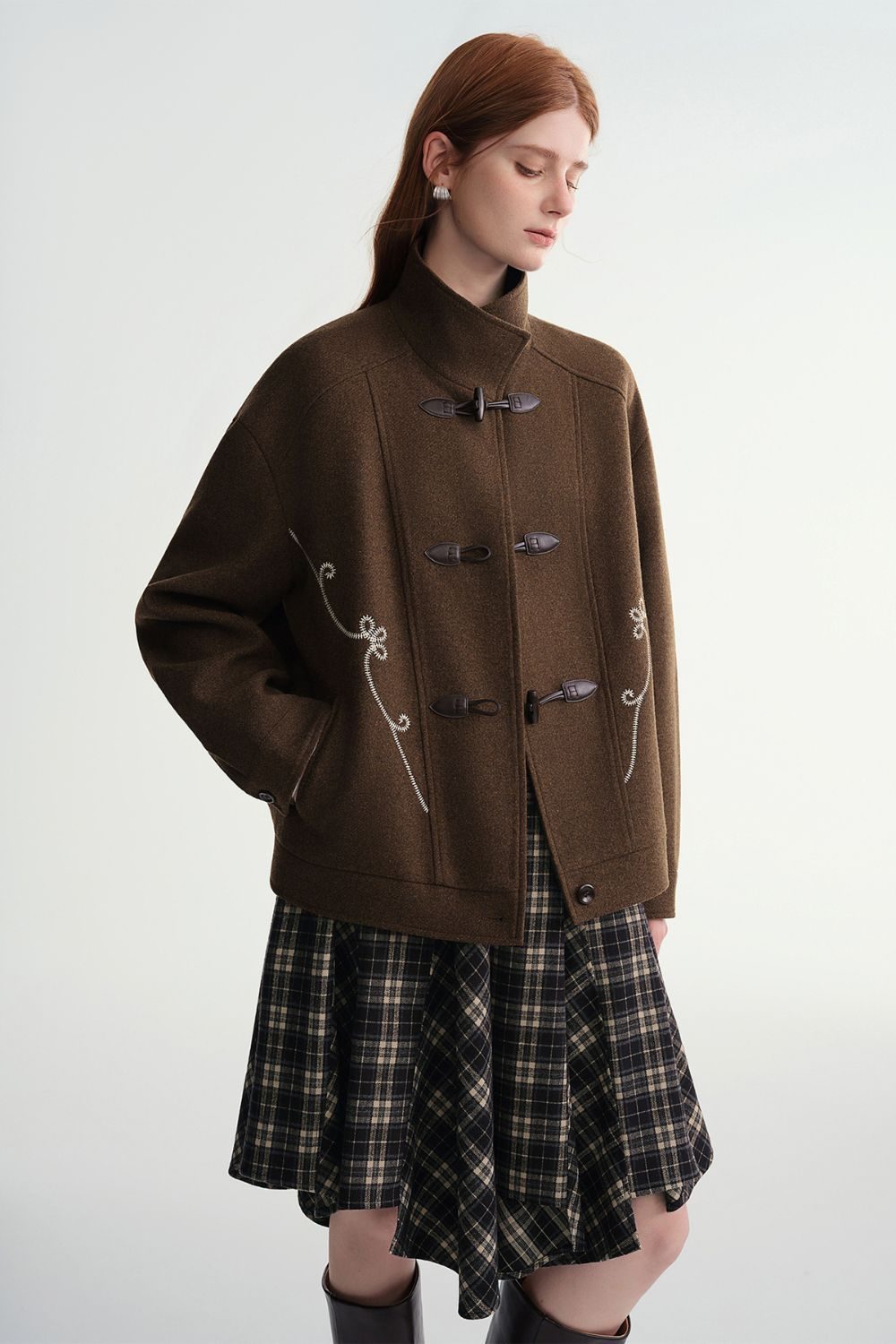 Auvrelia Short Wool Blend Coat with Toggle Fastenings