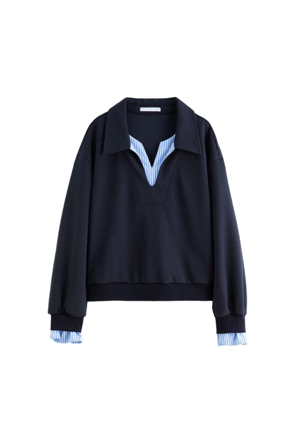 Auvrelia Navy Polo Sweatshirt with Matching Drawstring Skirt Set