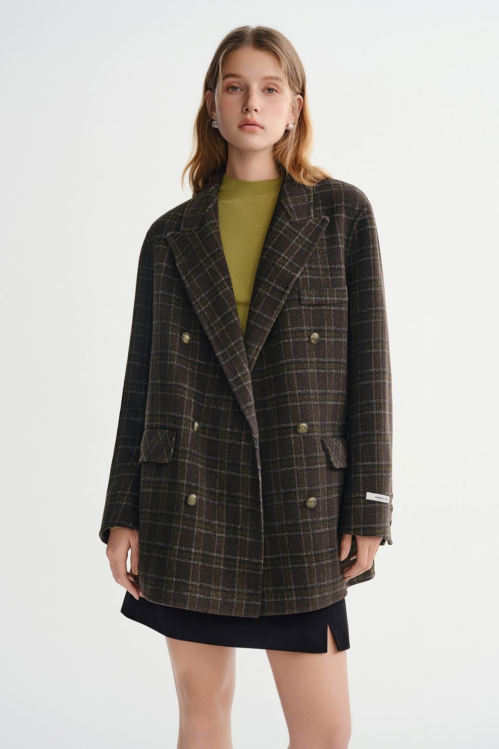 Auvrelia Double-Breasted Plaid Wool-Blend Coat