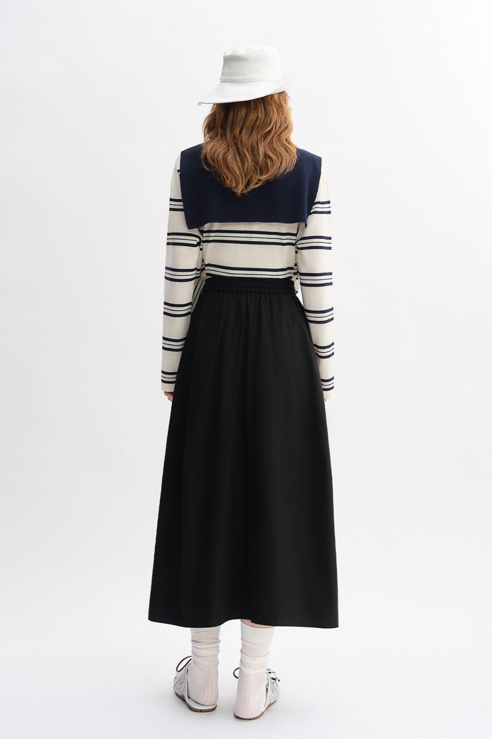 Auvrelia Striped Sweater with Matching Ankle-Length Skirt Set